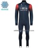 Set Fietsshirt Lange Mouw + Lange Koersbroek 2023 INEOS Grenadiers Winter Thermal Fleece Donkerblauw